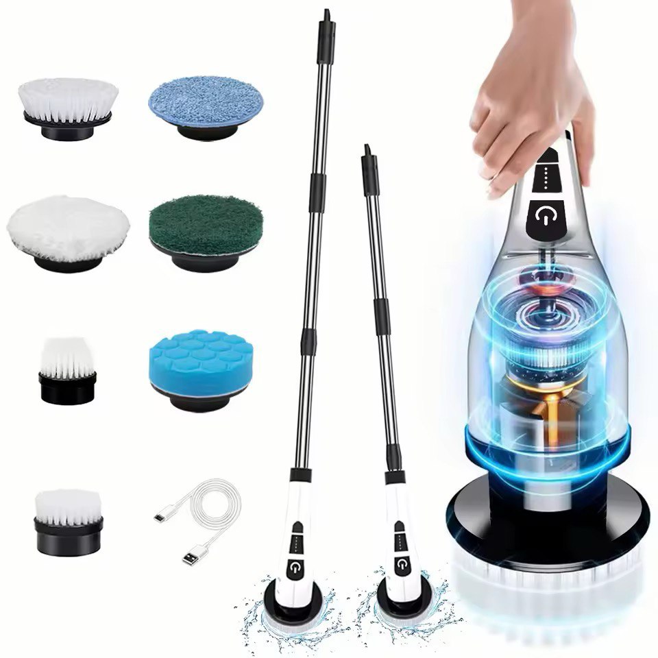 Rechargeable Electric Spin Scrubber with Extendable Handle